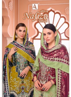 Alok Suit Nafiza-08 Premium Cambric Cotton Pakistani Print Suit with Embroidery (Full Set) Wholesale Price 