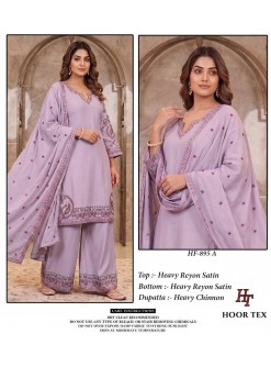 Hoor Tex HF-895 A to D Pakistani Suit – Heavy Reyon Satin Full Stitched Pakistani Suit (Single And Full set) Wholesale Price 
