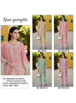 S-5519 Colour Embroidered Georgette Suit | Shree Fabs Surat Pakistani Suit (Full Set) Wholesale Price 