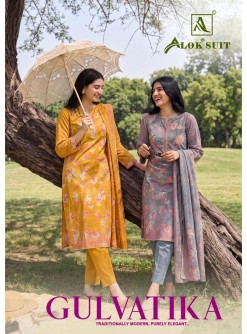 Alok Suit Gulvatika Premium Mudaal Designer Print Suit (Full Set) Wholesale Price 