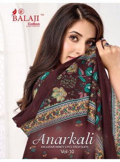 BALAJI COTTON ANARKALI VOL. 10 – Readymade Anarkali Suit with Cotton Dupatta (Full Set) Wholesale Price 