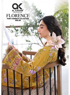 AL KARAM Florence Vol 09 – Pure Cambric Cotton 6 Pcs Collection Full Set Wholesale Price 