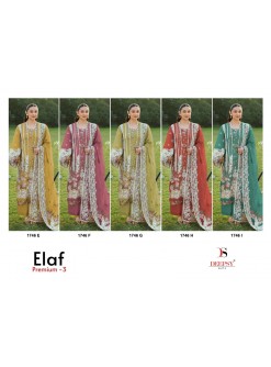 ELAF Premium-3 Luxury Lawn – Design 1746 | Heavy Self Embroidered Cotton Pakistani Suit Full Set Wholesale Price 
