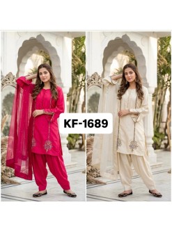 Designer Heavy Natural Crepe | Embroidery & Sequence Work | Farshi Palazzo | Mirror Work Dupatta | M-XXL | Cream & Red