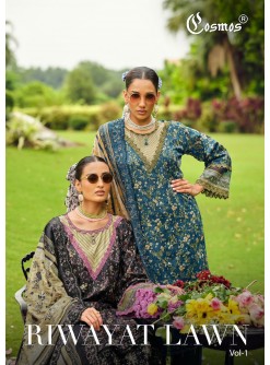 COSMOS FASHION | Riwayat Vol-1 | Lawn Cotton | Heavy Chikankari | Cut Patch Work | Mal Mal Dupatta | 6 Designs