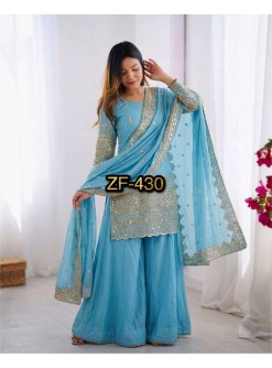 ZF-430 | Designer Embroidered Sequence Sharara Set | RD Fashion Surat