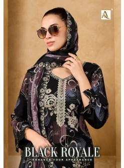 ALOK SUIT | BLACK ROYALE | Viscose Reyon Foil Print Embroidered Suit | RD Fashion Surat