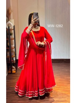 WW-1282 | C/C Blooming Georgette Gown Pant Dupatta Set | RD Fashion Surat