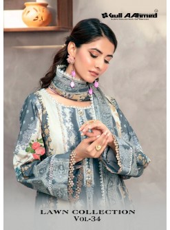 GulAhmed Vol 34 Pure Cambridge Cotton Suit Collection with Mal Mal Dupatta Pakistani Suit Full Set Wholesale Price 