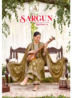 SARGUN-8 | Viscose Maslin Jacquard Designer Suit | Hand Work | Premium Ethnic Wear