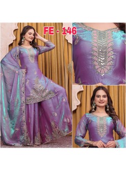 Designer Fendy Silk Embroidered Sharara