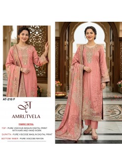 AMRUTVELA AT-210 Premium Viscose Maslin Suit Set