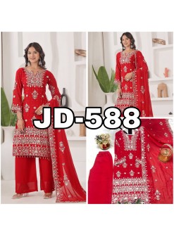 JD-588 Premium Embroidered Kurti Palazzo Set