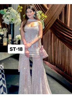 ST-18 Premium Soft Net Sequence Palazzo Suit