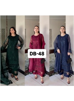 DB-48 Premium Organza Embroidered Suit Set