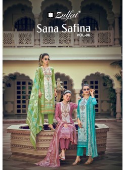 Zulfat Sana Safina Vol 6 Cotton Embroidered Suit Set