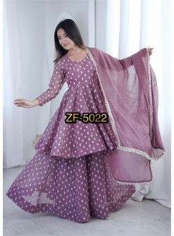 ZF-5022 Heavy Crunchy Silk Jacquard Butti Sharara Palazzo Set