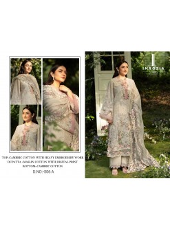 Imrozia Studio Design No-506 A B Cambric Cotton Embroidered Suit Set