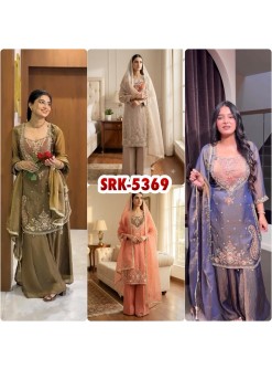 SRK-5369 NC Moss Heavy Embroidery Sequence Palazzo Suit Set