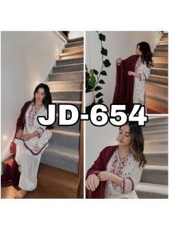 JD-654 Premium HO Silk Embroidered Farshi Palazzo Suit Set