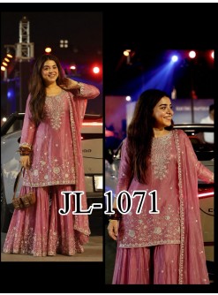 JL-1071 Pure Fendy Silk Embroidered Palazzo Suit Set