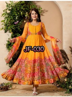 JF-030 Tebby Organza Digital Print Embroidered Sequence Gown Set