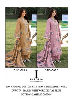 Imrozia Studio 505 A B Cambric Cotton Embroidered Suit Set