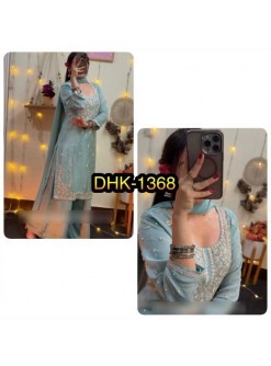 DHK-1368 Heavy Faux Georgette Embroidered Sequence Palazzo Dupatta Set