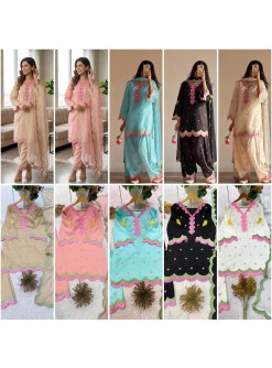 BE 490 Designer Mul Chanderi Embroidered Salwaar Suit Set Pakistani Suit Single Pis Wholesale Price 