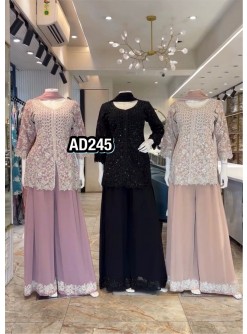AD245 | Heavy Faux Georgette | 3mm Sequence & Cutwork | Ready to Wear