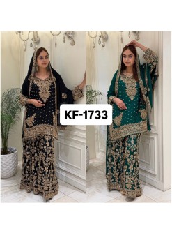KF-1733 | Heavy Faux Georgette | Mirror & Moti Work | Designer Suit