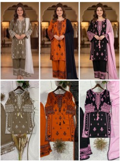 BE-465 | Rayon Embroidered Mirror Effect Palazzo Suit