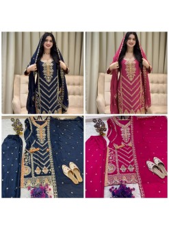 AC-7098 Premium Chinon Silk Sequence Embroidered Set