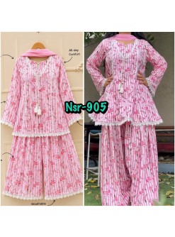 NSR-905 | Pure Natural Crepe Farshi Pant Suit