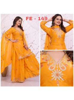 FE-149 Premium Fendy Silk Sequence Embroidered Sharara Set