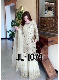 JL-1074 | Kundan Organza Silk Sharara Set