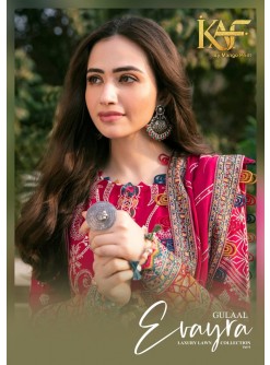 KAF Fabric Evayra Gulaal Vol-4 | Luxury Lawn Cotton Suit