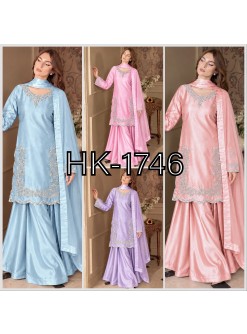 HK-1746 | Devsena Silk Embroidered Palazzo Suit