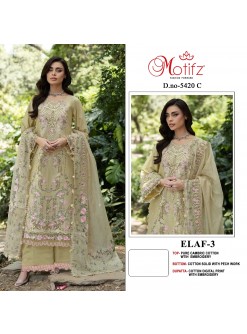 ELAF-3 D.No. 5420 | Pure Cambric Cotton Embroidered Suit