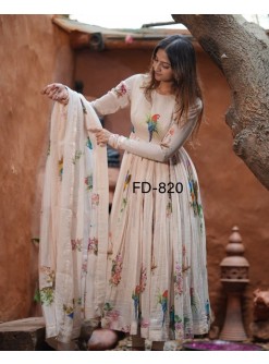 FD-820 | Witless Silk Digital Print Designer Gown Collection