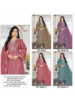 Shop SF-5643 Fancy Lining Organza Suit with heavy embroidery, Hand Khatli, Cut Work and Latkan detailing, French Silk bottom and embroidered dupatta at ₹1,750/-.