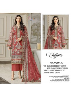 S-5557 Color | Heavy Chiffon Hand Khatli Collection