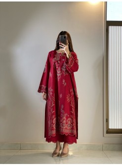 LG-2150 | Mul Chanderi Embroidered Festive Kurti Set