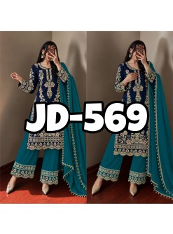 JD-659 Pure Natural Crepe Silk Kundan Embroidered Collection