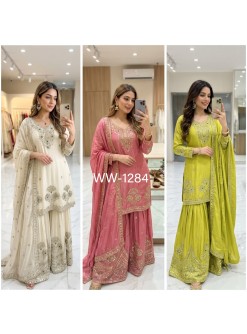 WW-1284 | Natural Satin Silk A-Line Embroidered Collection
