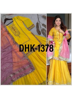 DHK-1378 | Kundan Organza Silk Embroidered Palazzo Collection