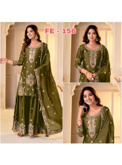 FE-156 Rangoli Crush Sequence & Multi Embroidered Designer Suit