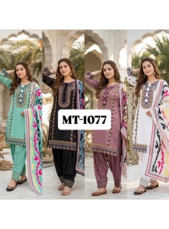 MT-1077 Heavy Natural Silk Embroidered Designer Collection