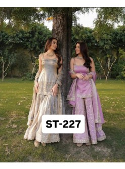 ST-227 | Heavy Jimy Silk Organza Embroidered Sequence Suit