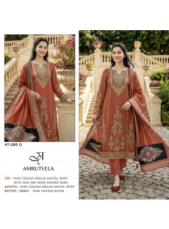AMRUTVELA | AT-285 D | Viscose Maslin Aari Hand Work Collection